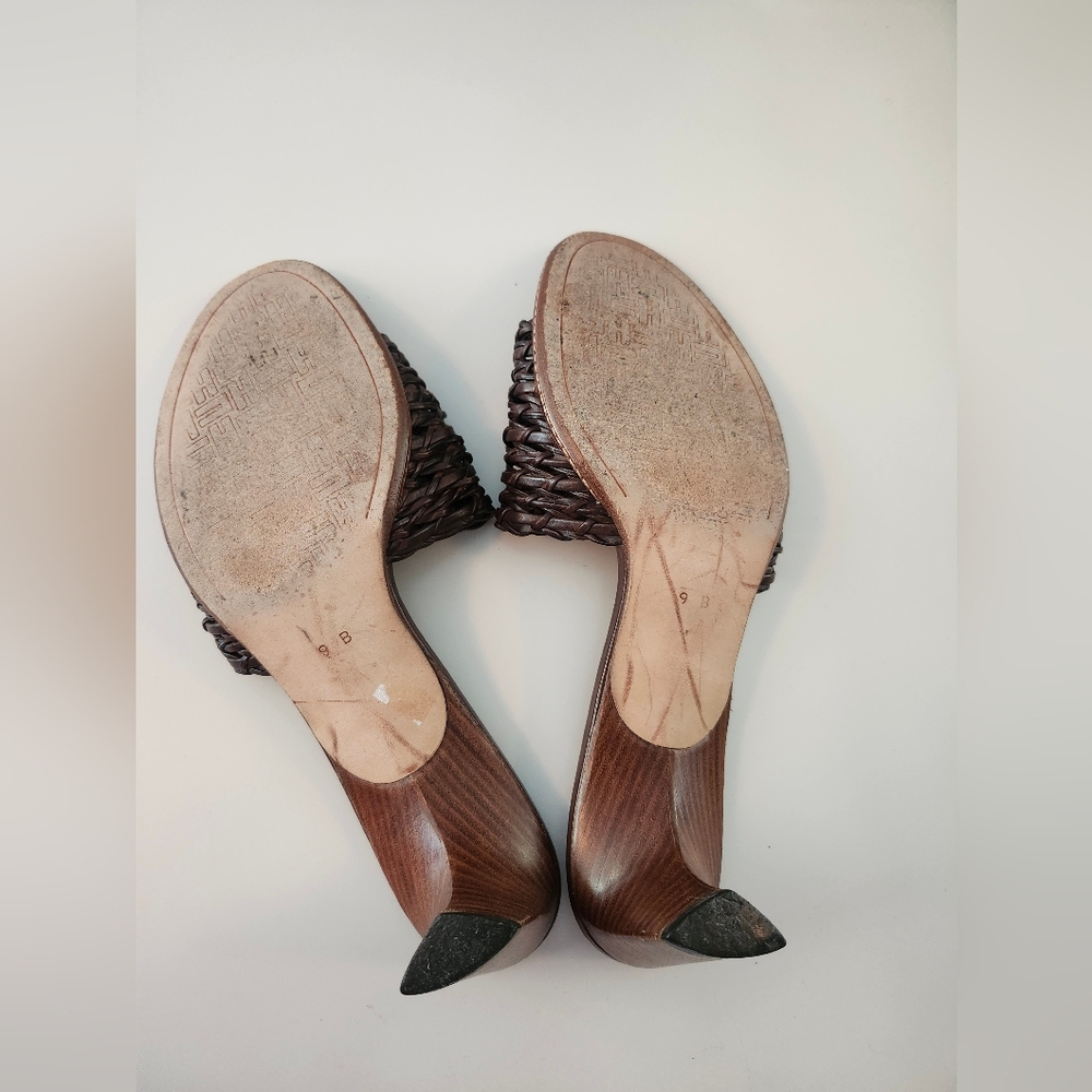 Cole Haan Country Women's Sz 9 Brown Leather Mule Slip On 2.25" Heels - Picture 5 of 7